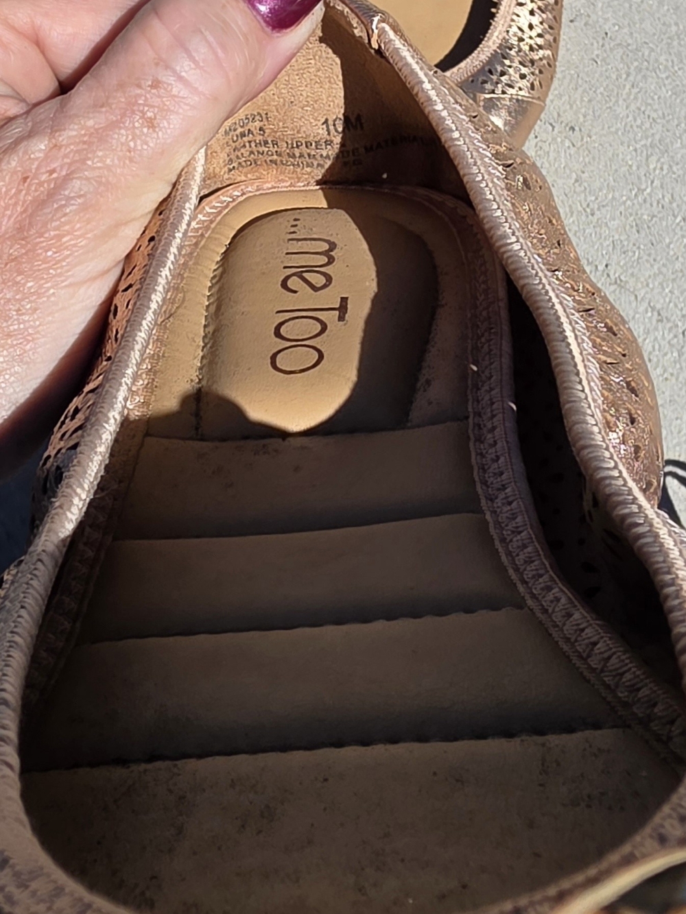 Me Too Luna Perf Ballerina flats. In Rose Gold. Size 10. Wore A Couple Times - Picture 7 of 9